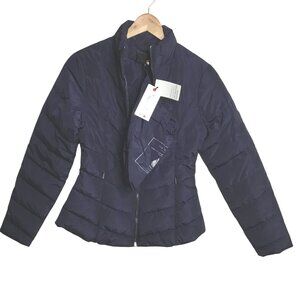 TED BAKER Renika Navy Sustainable Packaway Puffer Jacket Pockets Recycled XS NWT